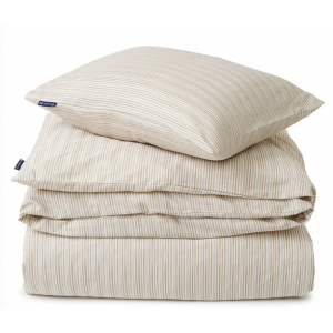 Beige Striped Organic Cotton Sateen Bed Set