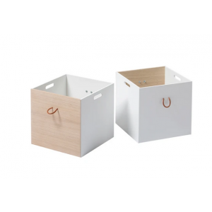 Wood Kisten weiss/Eiche, 2 Stück