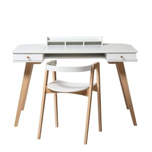 Wood Schreibtisch 66 cm & Armlehnstuhl, weiss/Eiche