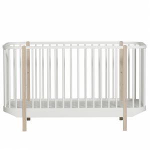 Wood Baby- und Kinderbett, Eiche und weiss