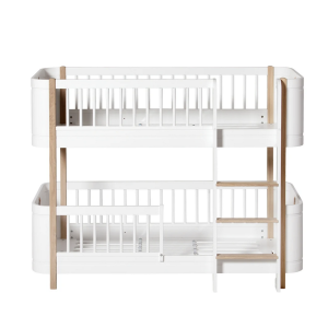 Wood mini+ halbhohes Etagenbett, weiss/Eiche