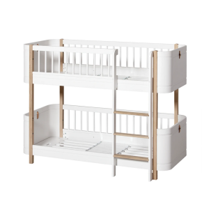 Wood mini+ halbhohes Etagenbett, weiss/eiche