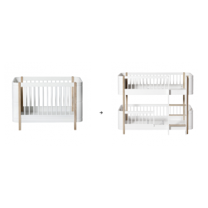 Umbauset - Mini+ Babybett inkl. Umbauset zum halbhohen Etagenbett, weiß/eiche