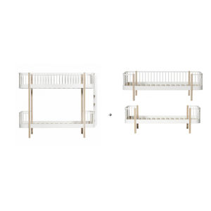 Original Etagenbett Leiter/Kopfteil zu 1 Einzelbett und 1 Bettsofa, weiß/Eiche