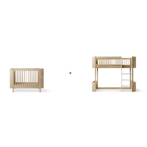 Umbauset - Mini+ Babybett inkl. Umbauset zum Mini+ halbhohen Hochbett, eiche