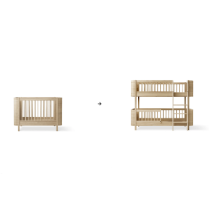 Umbauset - Mini+ Babybett inkl. Umbauset zum halbhohen Etagenbett, eiche