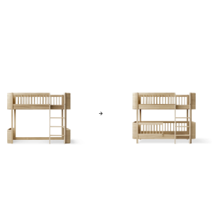 Umbauset - Mini+ halbhohes Hochbett zum halbhohen Etagenbett, eiche
