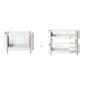 SALE  Umbauset - Mini+ Babybett inkl. Umbauset zum halbhohen Etagenbett, weiß/eiche