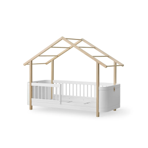 Wood Mini+ Hausbett, weiß/eiche