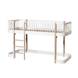 Wood Original halbhohes Hochbett, weiss/eiche 