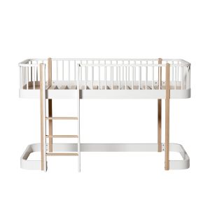 Wood Original halbhohes Hochbett, weiss/Eiche 